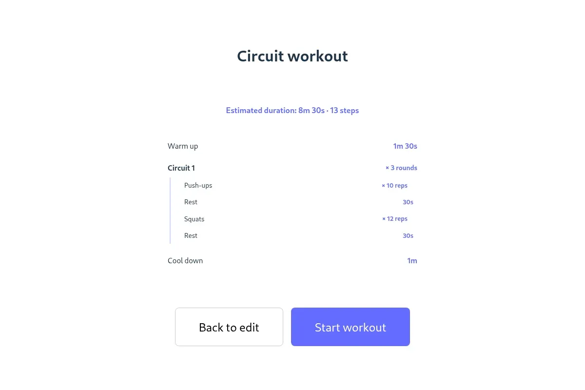 Workout Player public interface